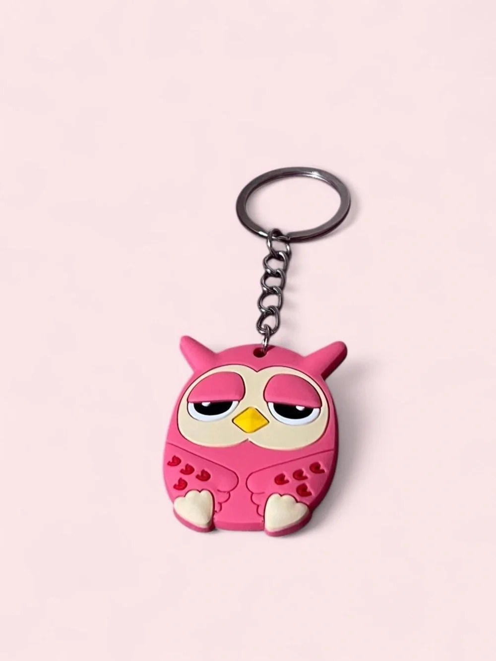 Pink Owl Silicone Keychain